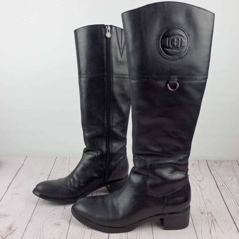 Etienne Aigner black leather riding knee high boots - Picture 5 of 8